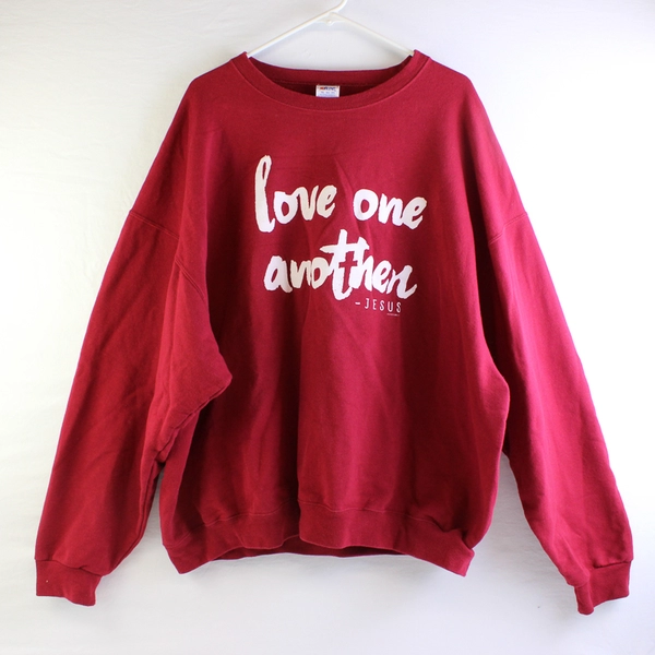 Jerzees Women's 3XL "Love One Another" Red Pullover Sweater