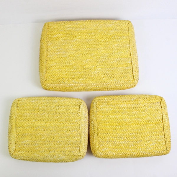 Lot of 3 Wicker Rattan Bread Baskets with Patterned Fabric Lining 