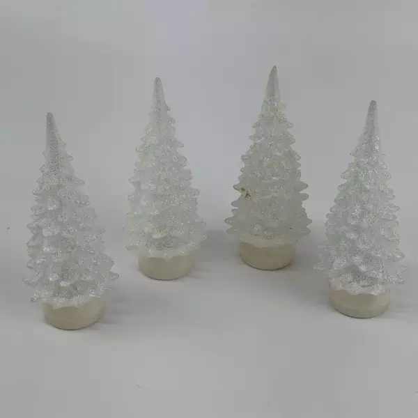 6" Frosted Plastic LED Christmas Trees 4 Pack Holiday Decor Lights