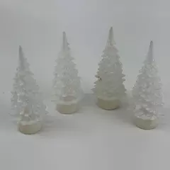 6" Frosted Plastic LED Christmas Trees 4 Pack Holiday Decor Lights