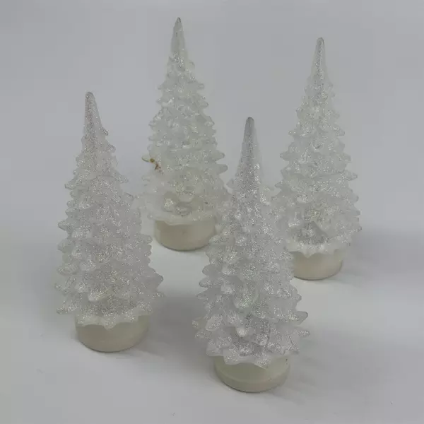 6" Frosted Plastic LED Christmas Trees 4 Pack Holiday Decor Lights