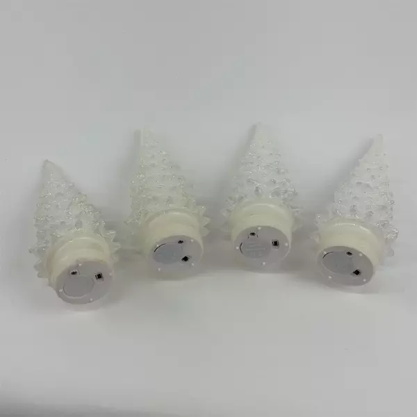 6" Frosted Plastic LED Christmas Trees 4 Pack Holiday Decor Lights