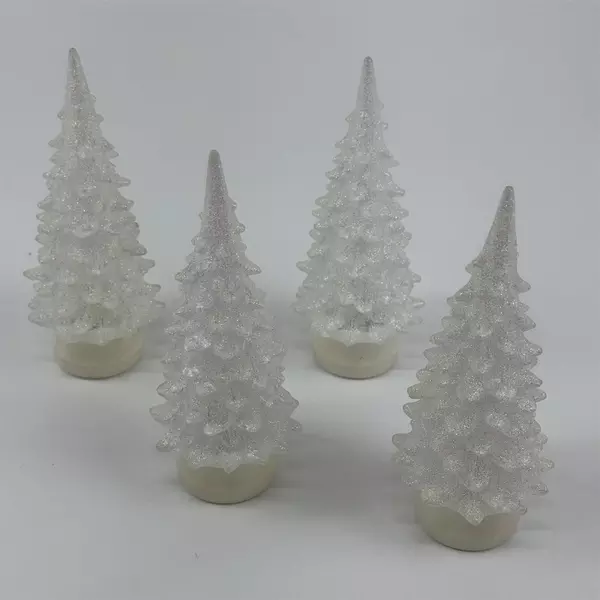 6" Frosted Plastic LED Christmas Trees 4 Pack Holiday Decor Lights