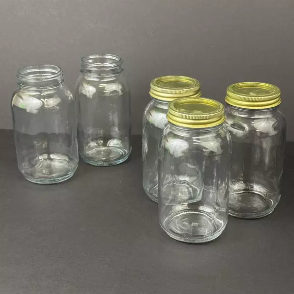 Lot of 5 Unbranded Narrow Mouth Quart Canning Jars
