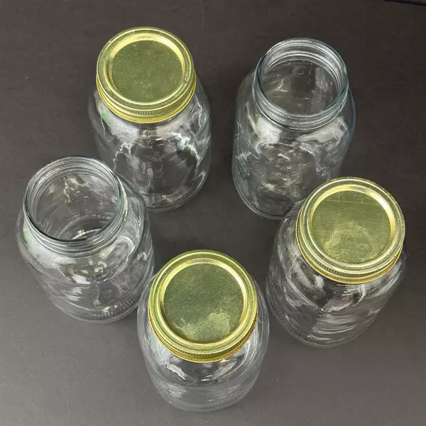 Lot of 5 Unbranded Narrow Mouth Quart Canning Jars