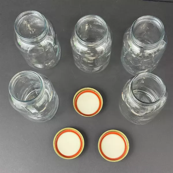 Lot of 5 Unbranded Narrow Mouth Quart Canning Jars