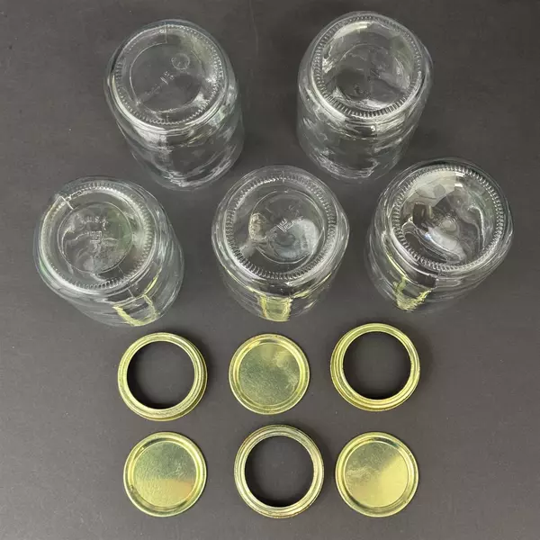 Lot of 5 Unbranded Narrow Mouth Quart Canning Jars