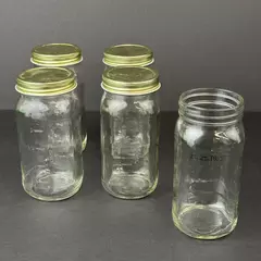 Lot of Five 2 Cup Glass Jars With Screw On Lids