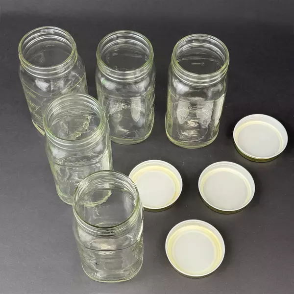 Lot of Five 2 Cup Glass Jars With Screw On Lids