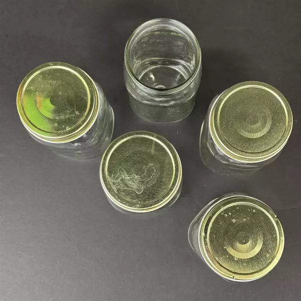 Lot of Five 2 Cup Glass Jars With Screw On Lids