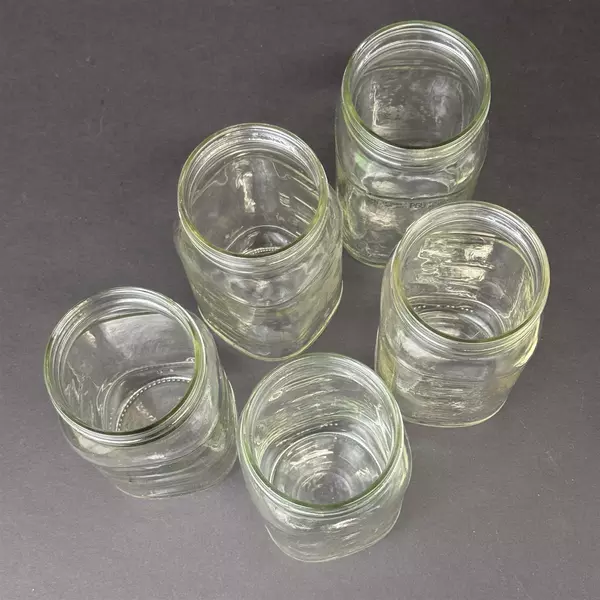 Lot of Five 2 Cup Glass Jars With Screw On Lids