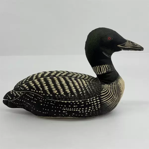 Set of 2 Vintage Loon Stuffed Fabric Duck Plushes White Black