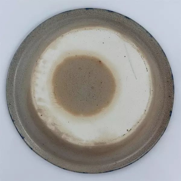 1992 Eldreth Pottery 8" Salt Glazed Cat Decorated Pie Plate Signed