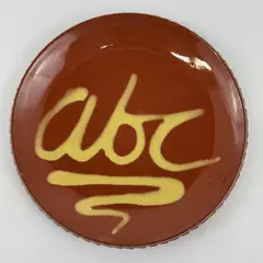 Studio Art Redware Pottery ABC Plate Signed And Dated