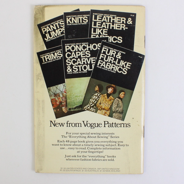 Everything About Sewing Fur & Fur-Like Fabrics Vogue Patterns 1970s Fashion Book
