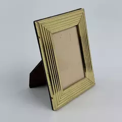 Neiman Marcus Brass Striped Photo Frame Holds 2" x 3.5 Picture Made in Italy