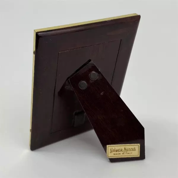 Neiman Marcus Brass Striped Photo Frame Holds 2" x 3.5 Picture Made in Italy