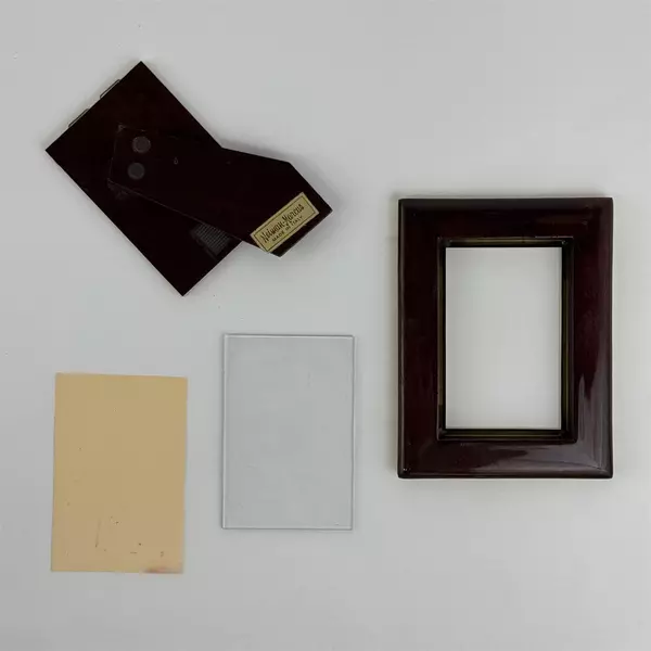 Neiman Marcus Brass Striped Photo Frame Holds 2" x 3.5 Picture Made in Italy