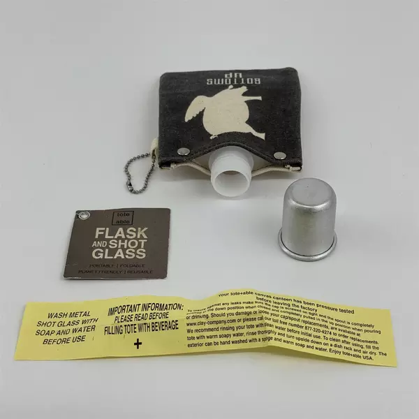 Botttoms UP TOTE+ABLE Totable Wine Water Canvas Canteen BPA Free Liner Bag 4 oz