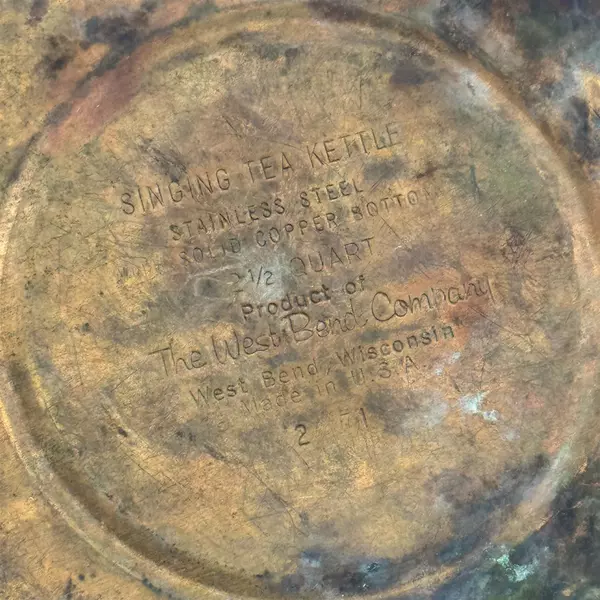 West Bend 2.5 Qt. Singing Tea Kettle Stainless Steel Copper Bottom USA