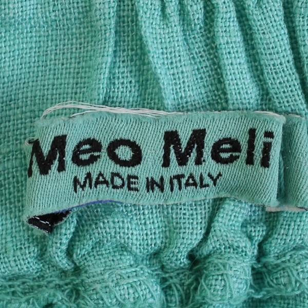 Meo Meli Seafoam Green Square Neck Cropped Linen Peasant Top Women's Size Medium