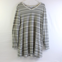 LuLaRoe Gray and Black Striped V-Neck Sweater Dress Women's Size Medium