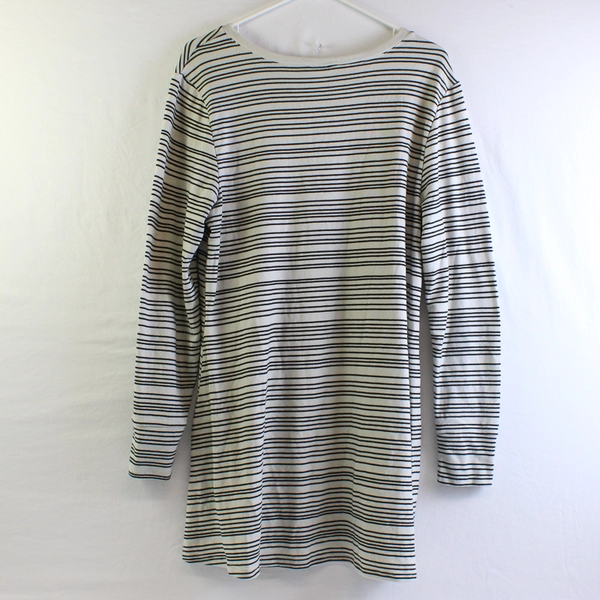 LuLaRoe Gray and Black Striped V-Neck Sweater Dress Women's Size Medium