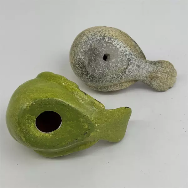 Lot of 2 Ceramic Bird Figurines Green And Brown