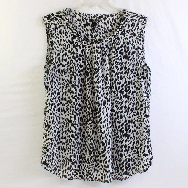 GNW Sheer Black and White Spotted Sleeveless Blouse Women's Size Medium