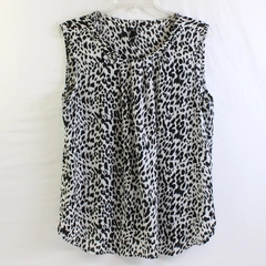 GNW Sheer Black and White Spotted Sleeveless Blouse Women's Size Medium