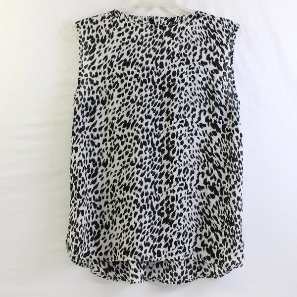 GNW Sheer Black and White Spotted Sleeveless Blouse Women's Size Medium