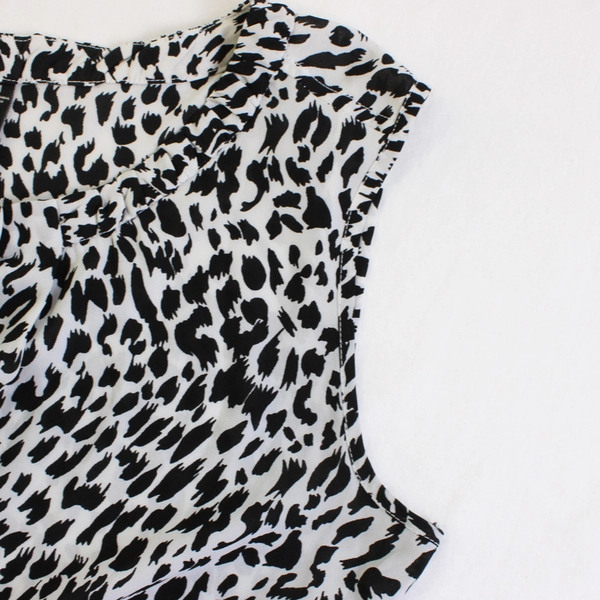 GNW Sheer Black and White Spotted Sleeveless Blouse Women's Size Medium