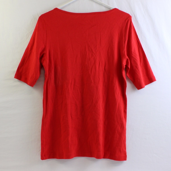 St. John's Bay Red Half-Sleeve Classic Boatneck Cotton T-Shirt Women's Size M