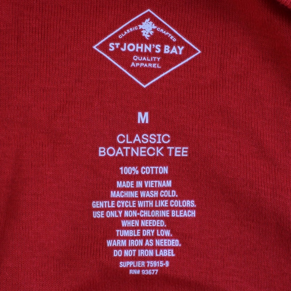 St. John's Bay Red Half-Sleeve Classic Boatneck Cotton T-Shirt Women's Size M