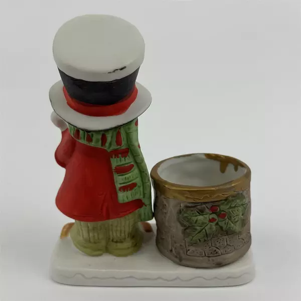 1978 Hand Painted Jasco Christmas Luvkins Porcelain Candle Holder Boy In Hat
