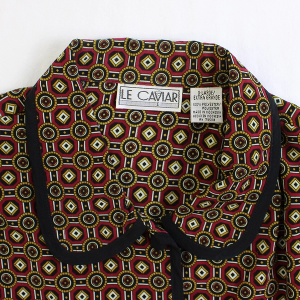 Vintage Le Caviar Red Black and Yellow Button-Up Women's Size XL