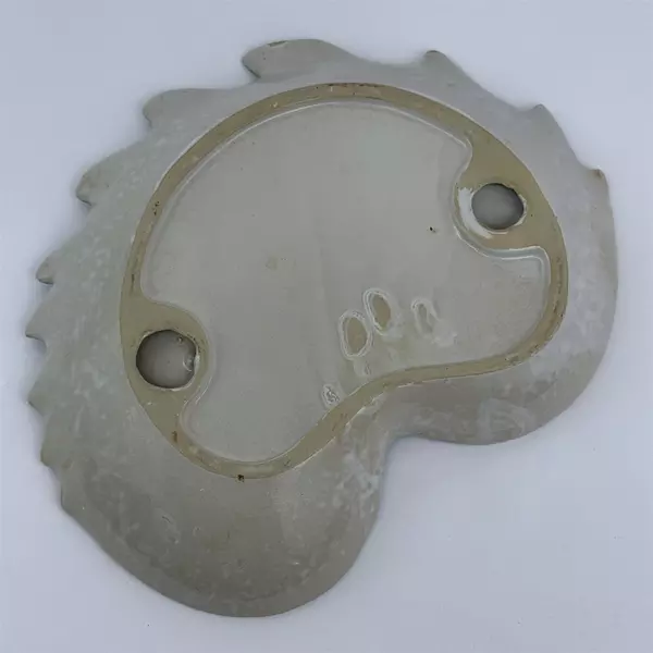 Ceramic Sea Shell Shaped Appetizer Server Bowl Blue Speckles 12.25 Inch