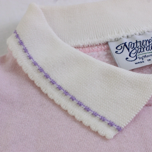 VTG Nature's Garden by Morning Sun Pink Floral Sweater Women's XL FLAWED