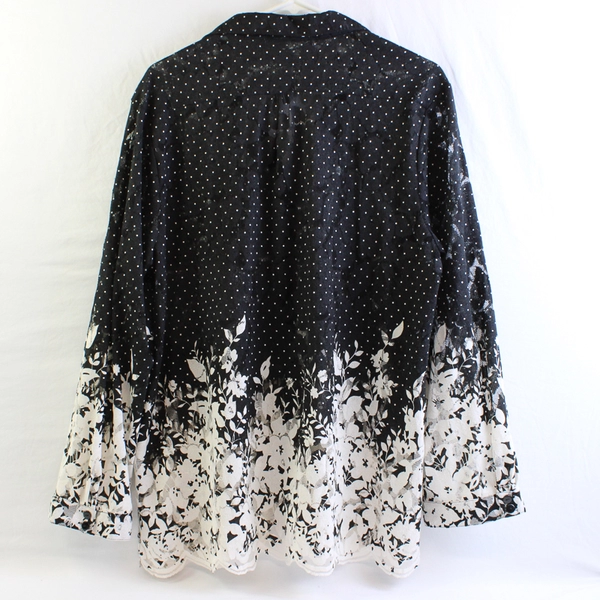 Isabel Hayley Black and White Sheer Long-Sleeve Button-Up Women's Size PXL