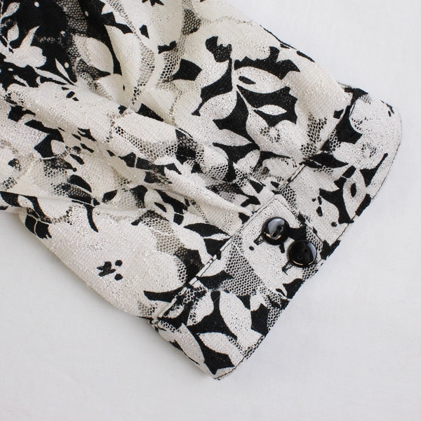 Isabel Hayley Black and White Sheer Long-Sleeve Button-Up Women's Size PXL