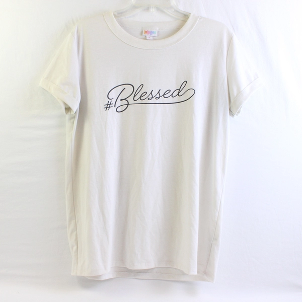LuLaRoe #Blessed White Graphic T-Shirt Women's Medium
