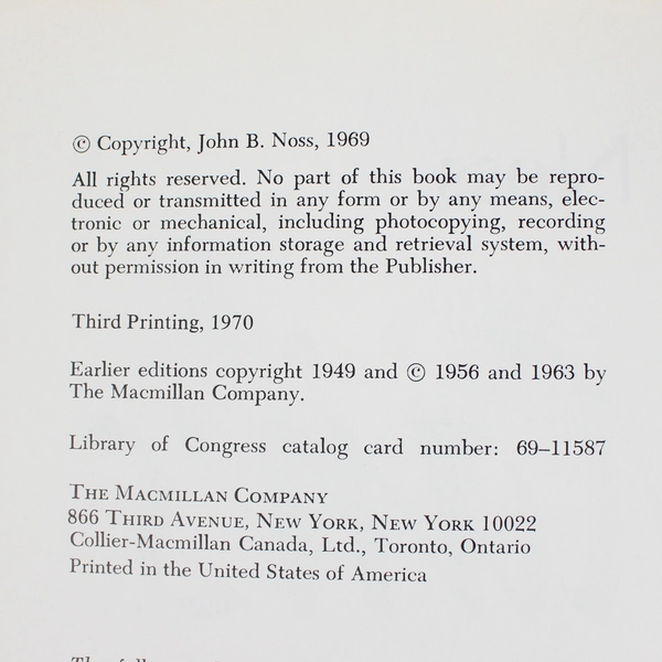 Mans Religion by John B. Noss 4th Edition (1970, Hardcover)