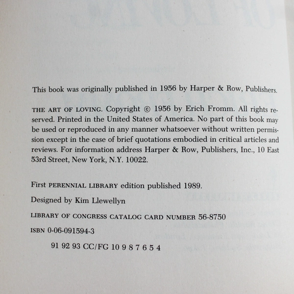 The Art of Loving by Erich Fromm (1989, Trade Paperback)