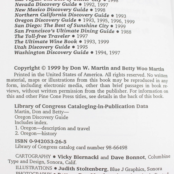 Oregon Discovery Guide Remarkably Useful Travel Companion Martin (1999, PB)