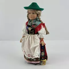 Vintage 15” Schneider Bavarian Girl Porcelain Doll Germany With Bell