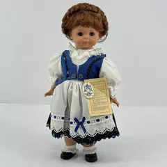 Engel Puppen 17"Doll  Hard Vinyl W/ Soft Body Germany Stand Included Red Hair