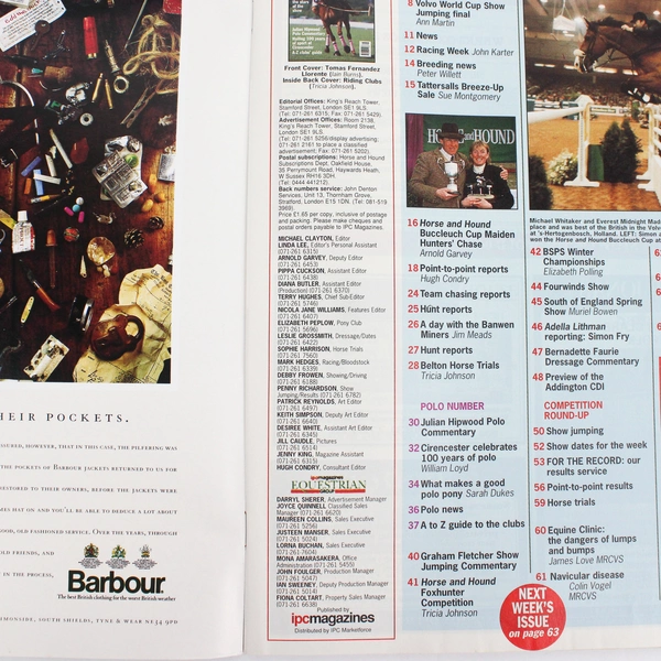 Vintage Horse And Hound Magazine April 21 1994 Polo Season Preview 