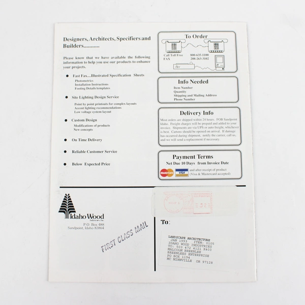 Vintage Idaho Wood Lighting Catalog 1993 Collectible 