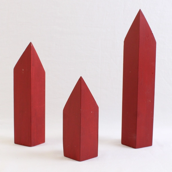 Set Of 3 Matching Unbranded Wooden Block Tomte Santa Figurines 9" & 7" & 5" Tall