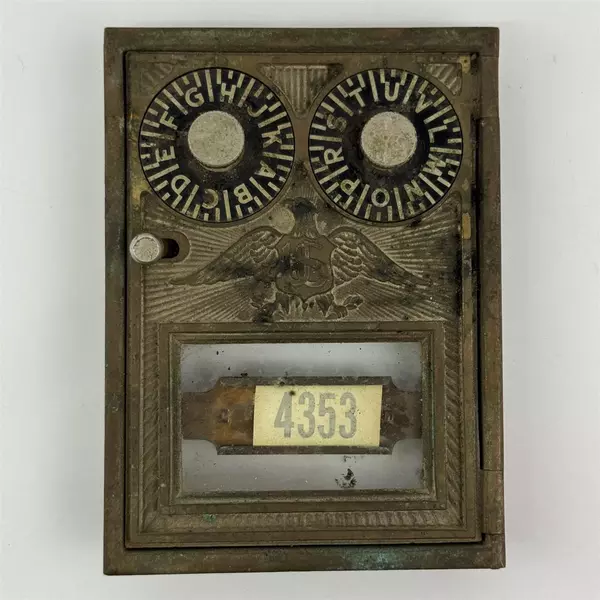 Vtg Corbin Brass US Post Office Box Door Eagle Double Combination Dial 4353